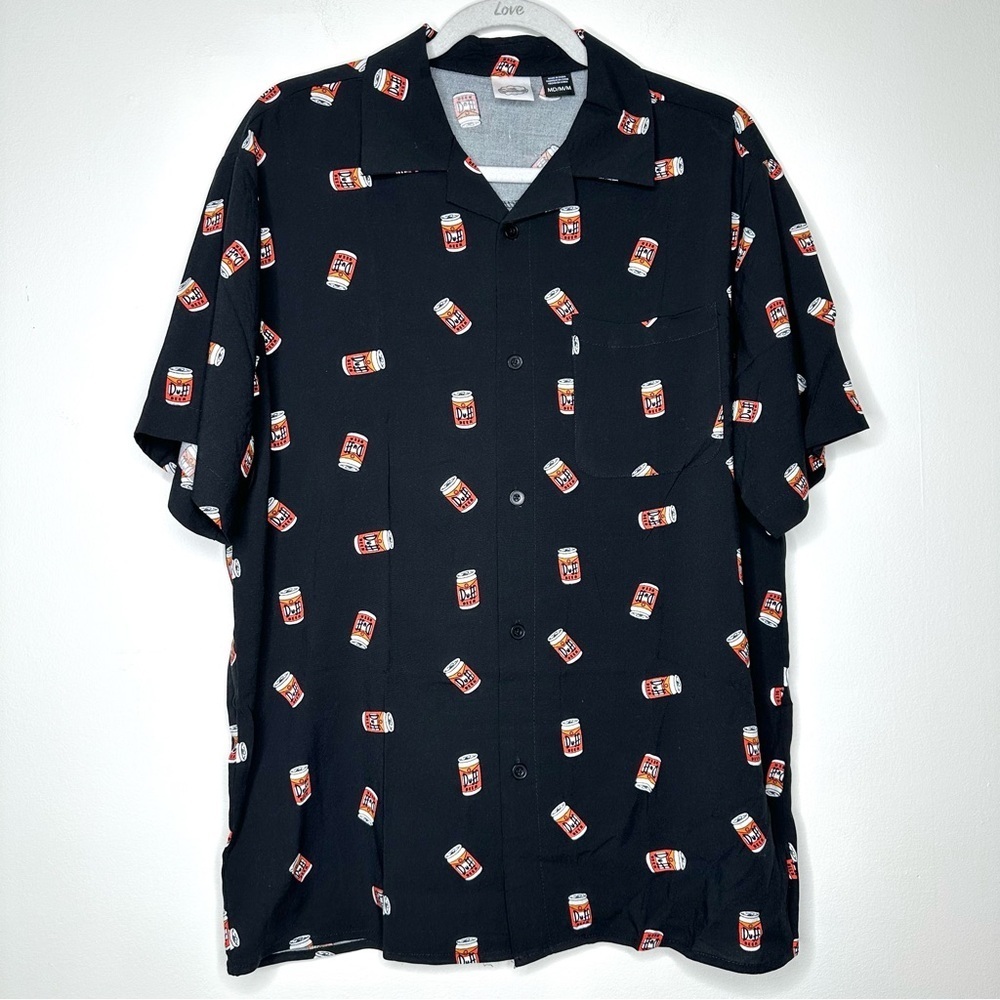 The Simpsons 20th Television DUFF BEER Shirt (NEW) Mens Medium Button Up